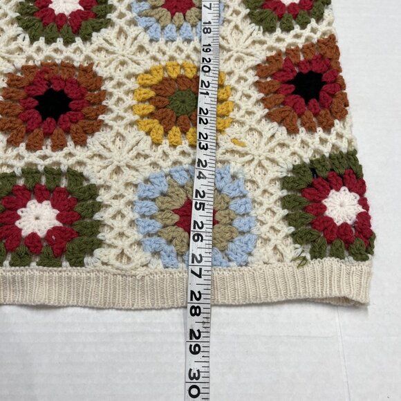 Art Of Rhetoric Sweater Vest Womens M Crochet Granny Square Afghan Boho Hippie - Picture 4 of 9